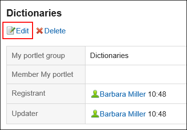 Image in which the action link to change is highlighted