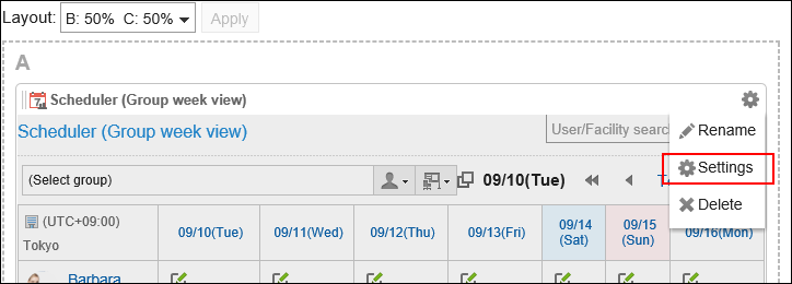 Image of a setting action link