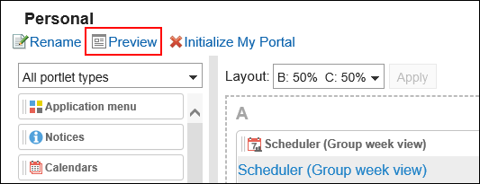 Image of a preview action link