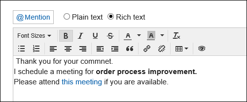 Screenshot: Using the text formatting