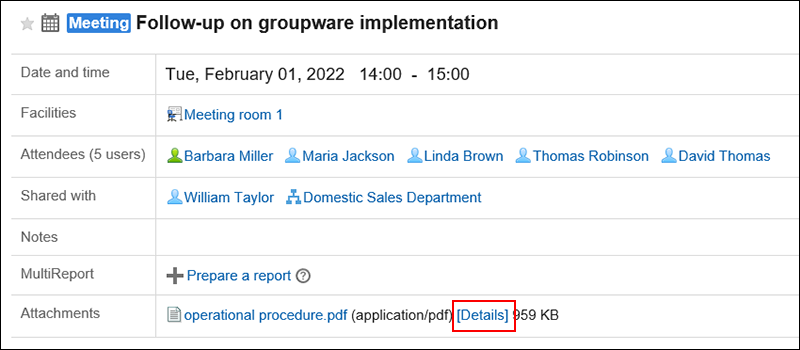 Screenshot: Details link is highlighted