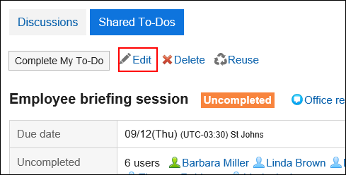 Screenshot: The link to edit is highlighted