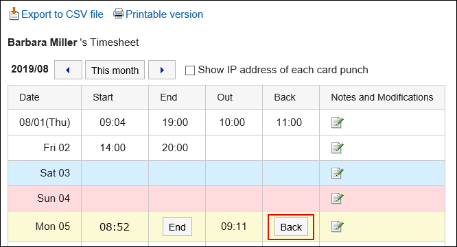 Image with the "Back" button