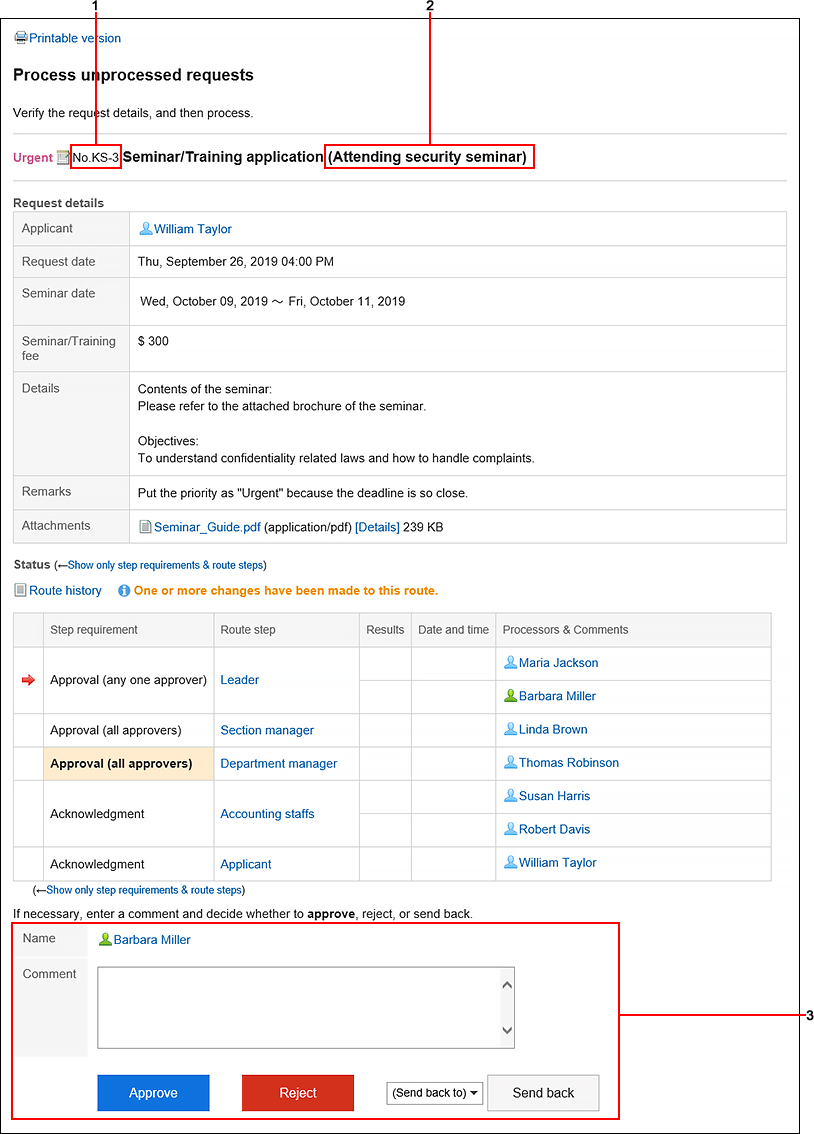 Screen for Processing Unprocessed Requests