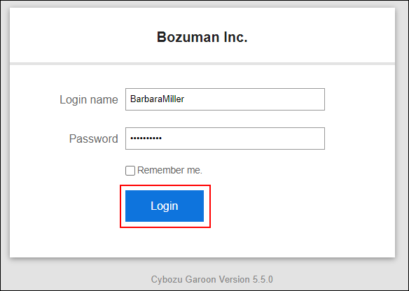 Login screen