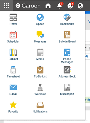 Apps dropdown list