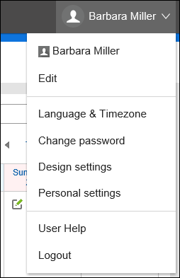 User Name drop-down list