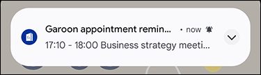 Screenshot: Smartphone screen receiving an appointment reminder