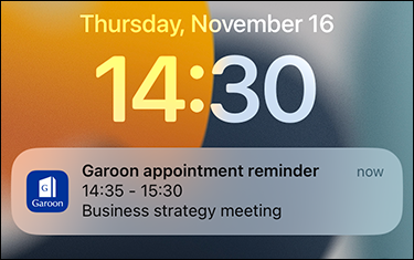 Screenshot: Smartphone screen receiving an appointment reminder