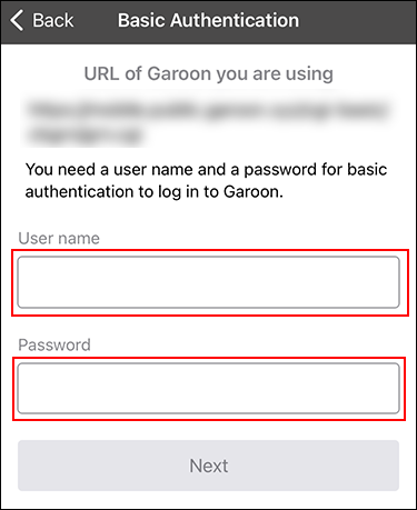 Screenshot: The Basic Authentication screen