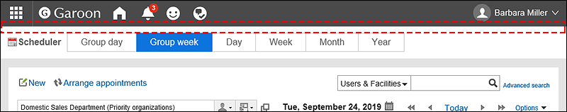 Example of a screen that does not display the application menu