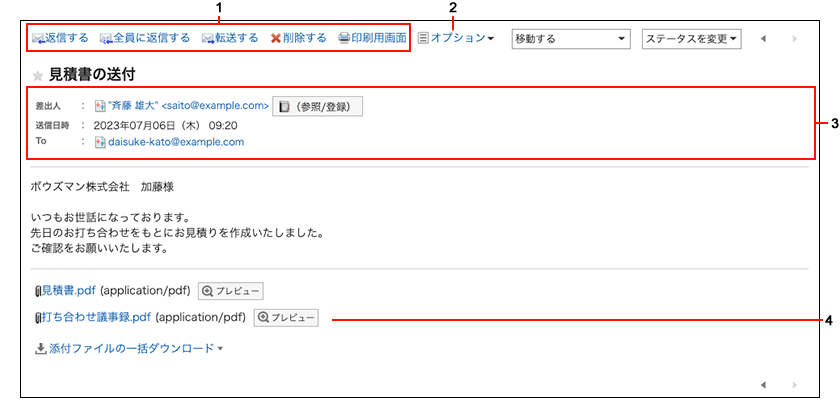 "E-mail Details" Screen