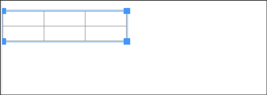 Screenshot: Changing the size of the table by dragging