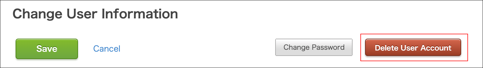 Screenshot: "Delete user account" is highlighted