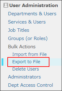 Screenshot: "Export to file" is highlighted