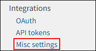 Screenshot: "Misc settings" is highlighted