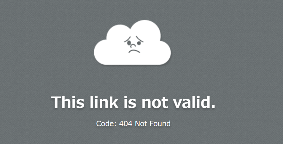 Screenshot: An error code and error message are displayed