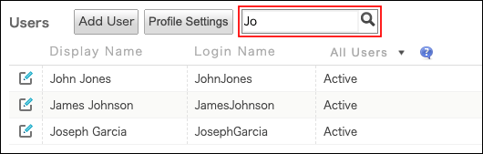 Screenshot: Searching the display name to find the target user