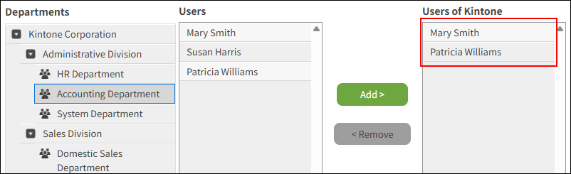 Screenshot: "Users of 'service name'" is highlighted