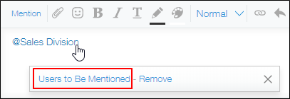 Screenshot: Checking the users to be mentioned