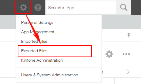 Screenshot: Navigating to and clicking the "Exported files" option