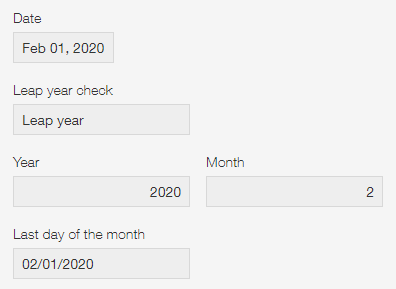 Screenshot: Leap year calculation results