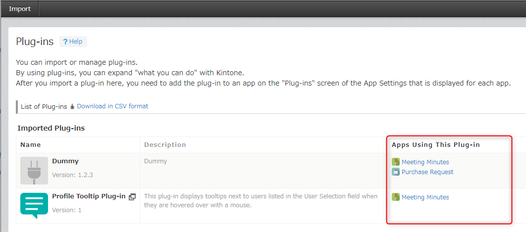 Apps that have this plug-in added