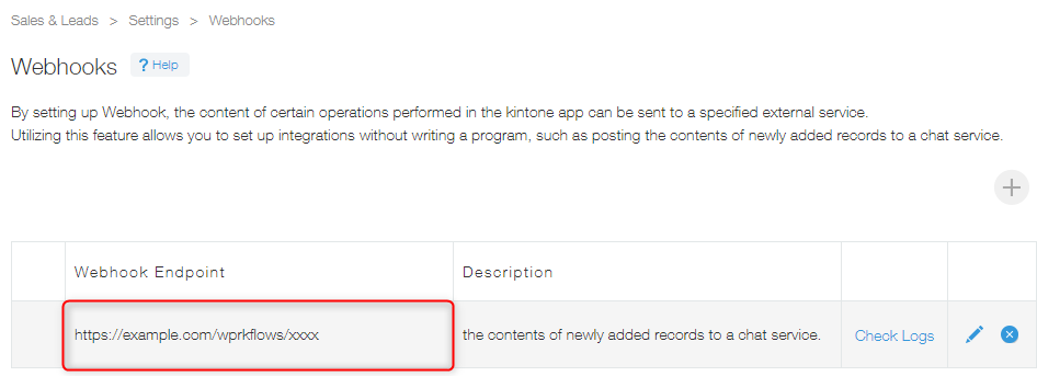 Webhook settings