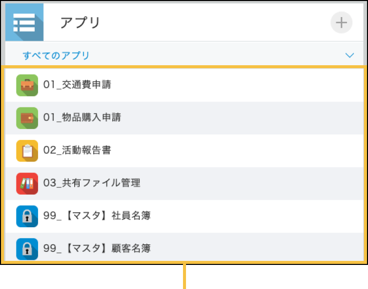アプリの名前順で表示される「すべてのアプリ」一覧