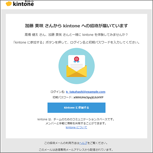 スクリーンショット：招待メール
