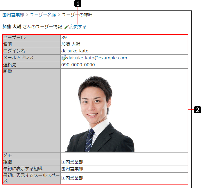 画面キャプチャー：ユーザーの詳細画面