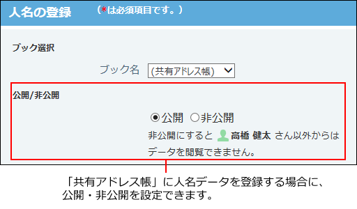 スクリーンショット：公開非公開のイメージ