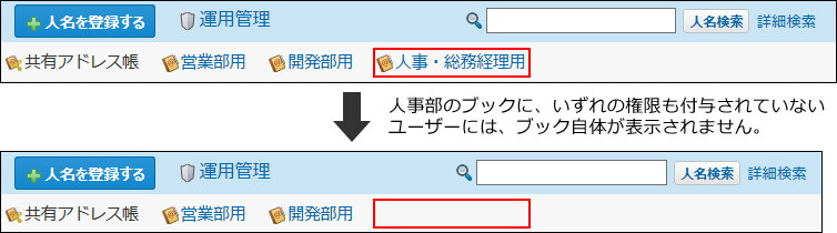 スクリーンショット：ユーザーの操作画面にアクセス権が設定されたブックが表示されなくなった
