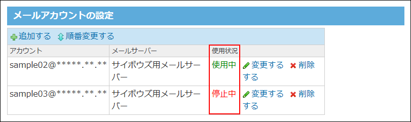 スクリーンショット：使用状況設定後のイメージ