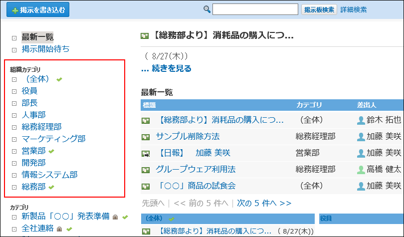 スクリーンショット：組織のイメージ
