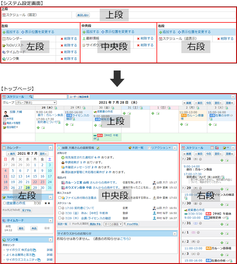 スクリーンショット：設定画面との連動イメージ