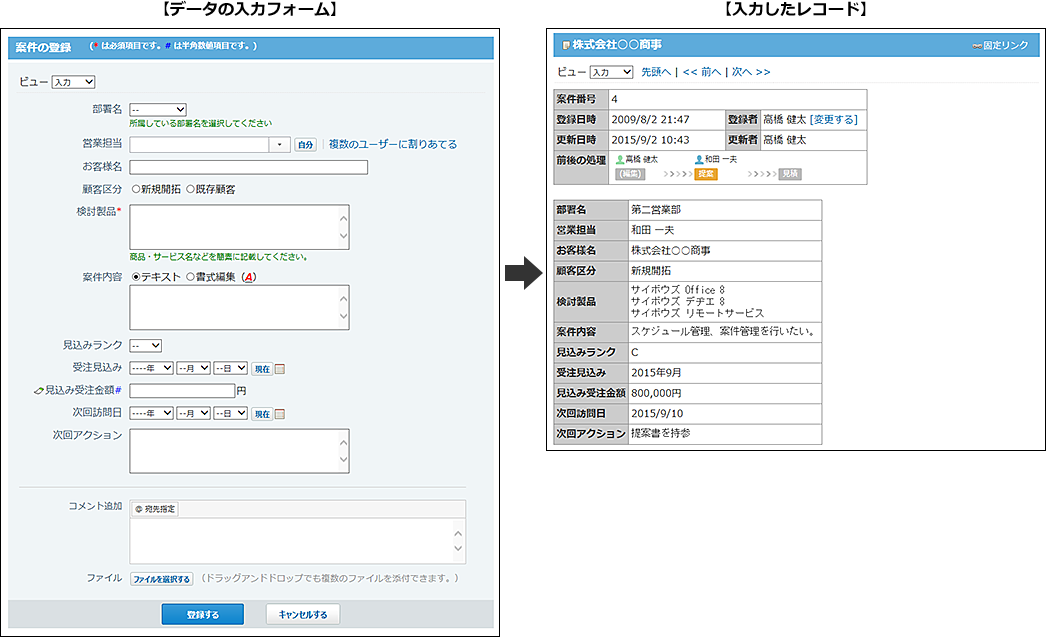 スクリーンショット：レコード項目の設定のイメージ