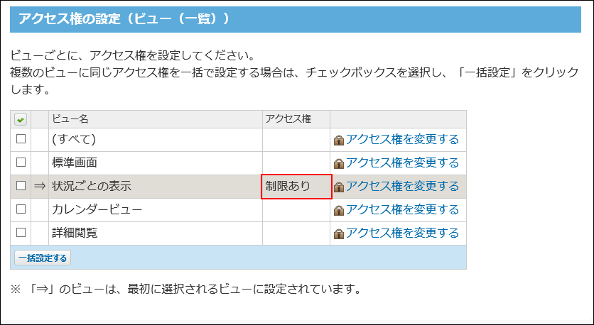 スクリーンショット：設定したアクセス権を確認している