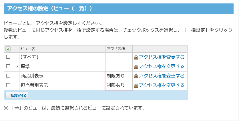 スクリーンショット：設定したアクセス権を確認している