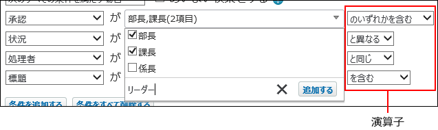 スクリーンショット：演算子を示している