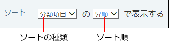 スクリーンショット：ソートの種類とソート順の設定項目