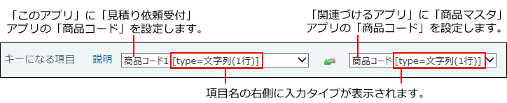 スクリーンショット：キーになる項目を設定している