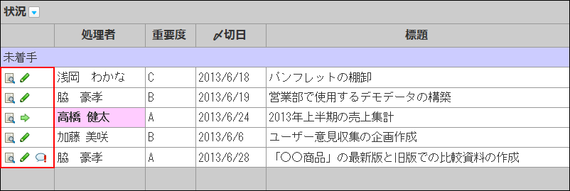 スクリーンショット：アイコン表示に設定した場合