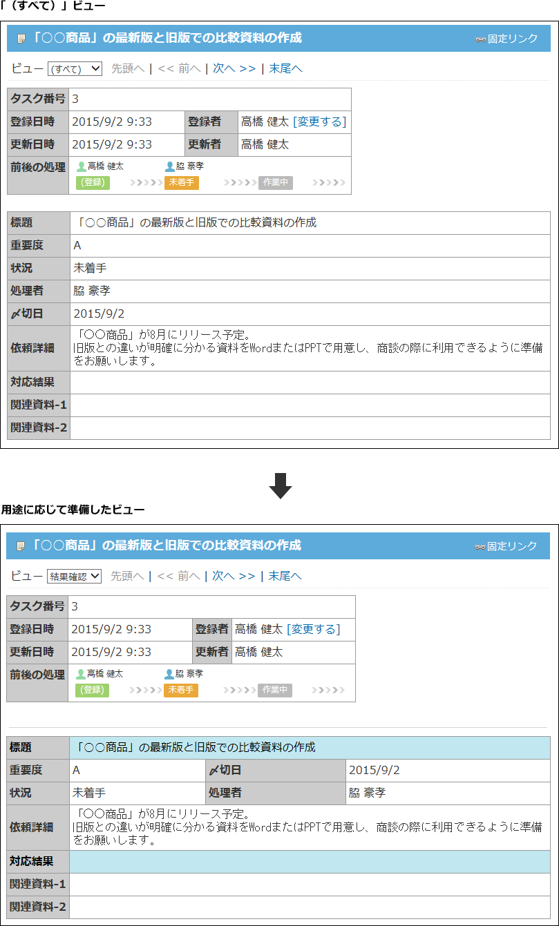 スクリーンショット：ビュー（詳細・登録）画面のイメージ