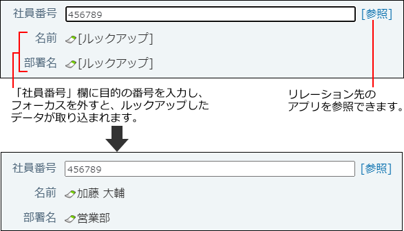 スクリーンショット：自動ルックアップ
