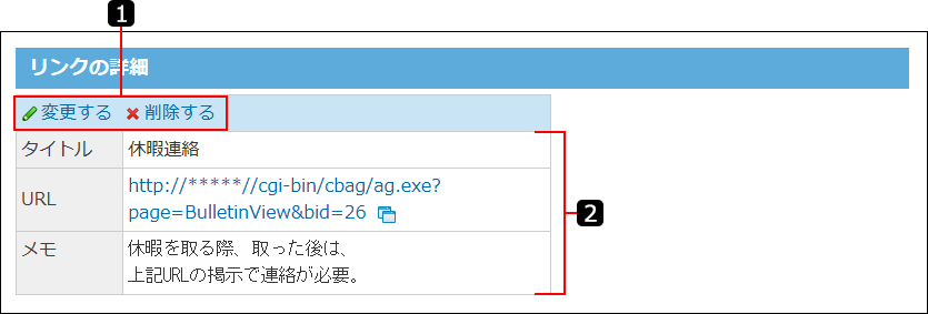 スクリーンショット：個人リンクの詳細画面を番号付きで説明している