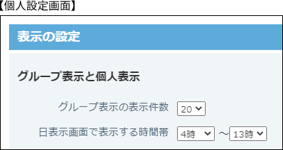 スクリーンショット：個人設定の表示の設定画面