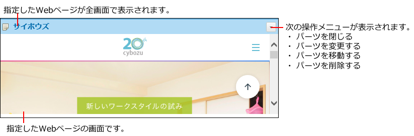 スクリーンショット：任意のURLパーツ