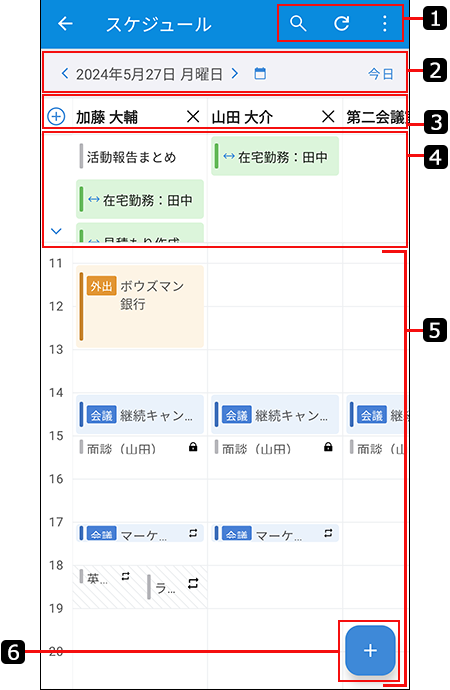 スクリーンショット：日表示画面の例