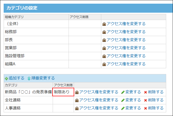 スクリーンショット：アクセス権を確認している